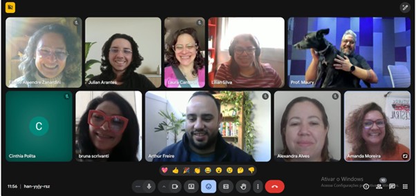 Printscreen de uma reunião de articulação do projeto Iluminando Gerações Teen